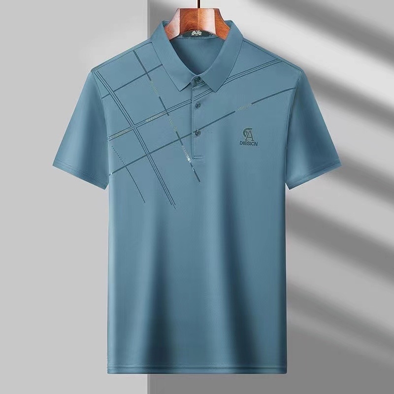 Muška polo majica od Ice Silk, kratkih rukava, lagana i prozračna, polo ovratnik, lagano ljetno odijevanje za sredovječne muškarce