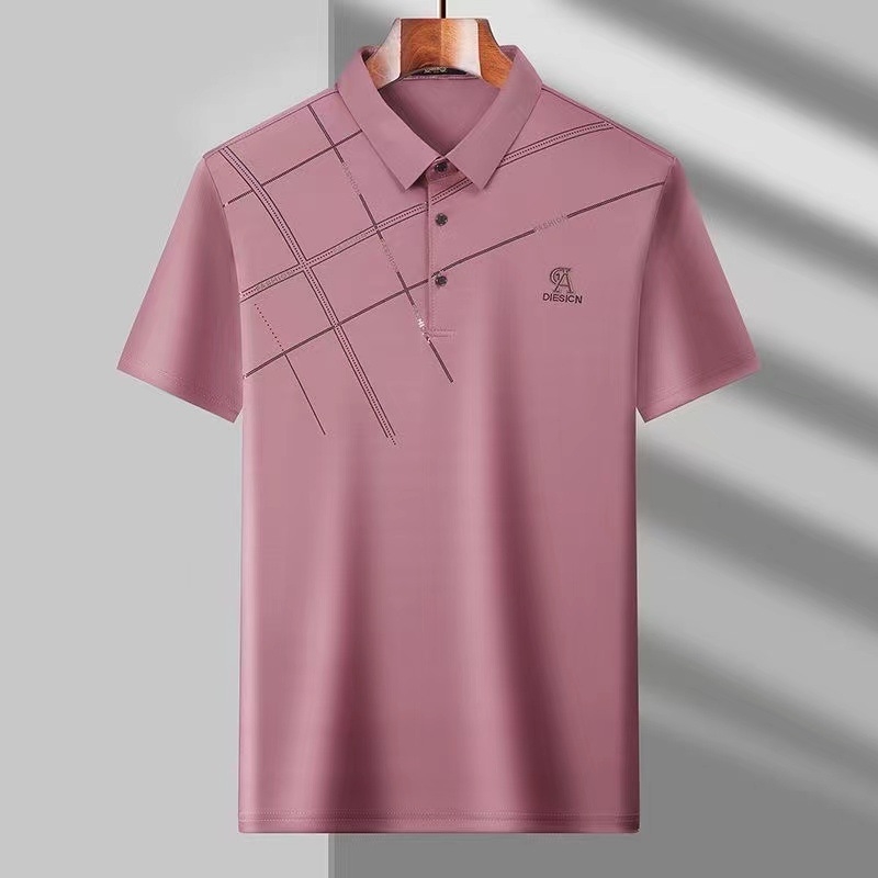 Muška polo majica od Ice Silk, kratkih rukava, lagana i prozračna, polo ovratnik, lagano ljetno odijevanje za sredovječne muškarce