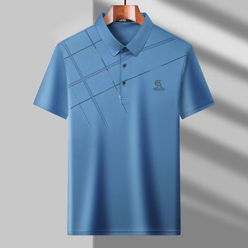 Muška polo majica od Ice Silk, kratkih rukava, lagana i prozračna, polo ovratnik, lagano ljetno odijevanje za sredovječne muškarce