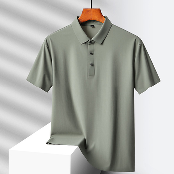 Muška polo majica od najlona i ice silk, kratki rukav, slim fit, jednobojna, panelni dizajn