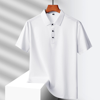 Muška polo majica od najlona i ice silk, kratki rukav, slim fit, jednobojna, panelni dizajn