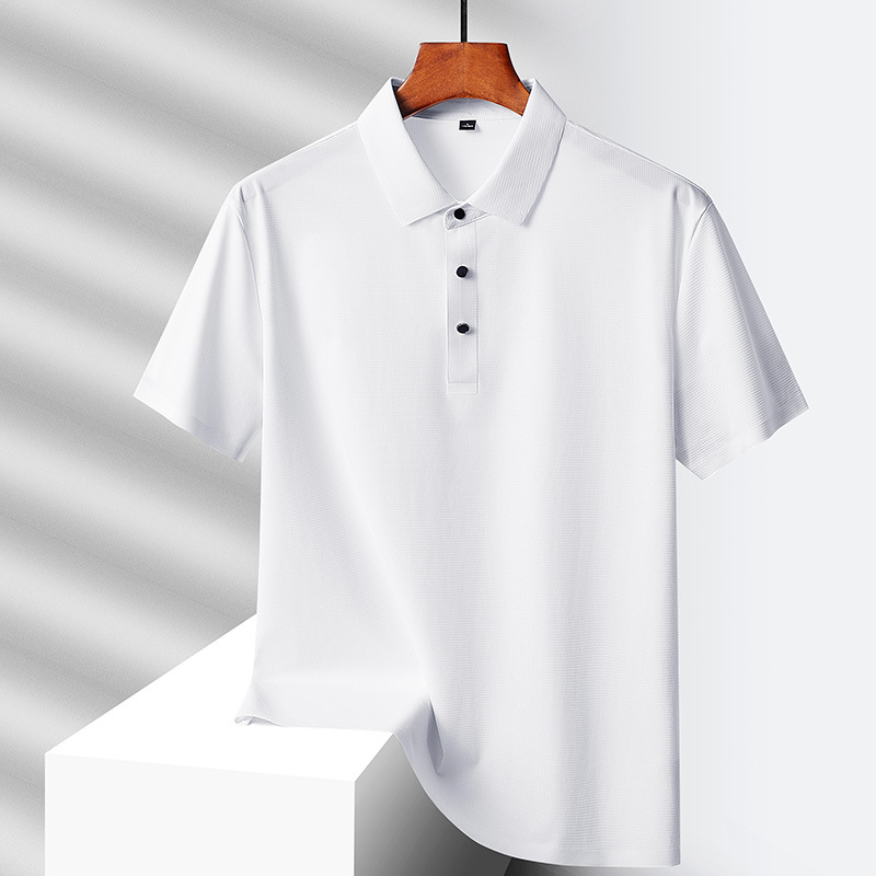Muška polo majica od najlona i ice silk, kratki rukav, slim fit, jednobojna, panelni dizajn