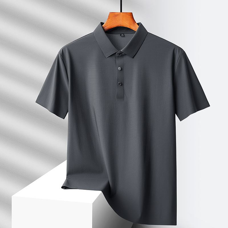 Muška polo majica od najlona i ice silk, kratki rukav, slim fit, jednobojna, panelni dizajn