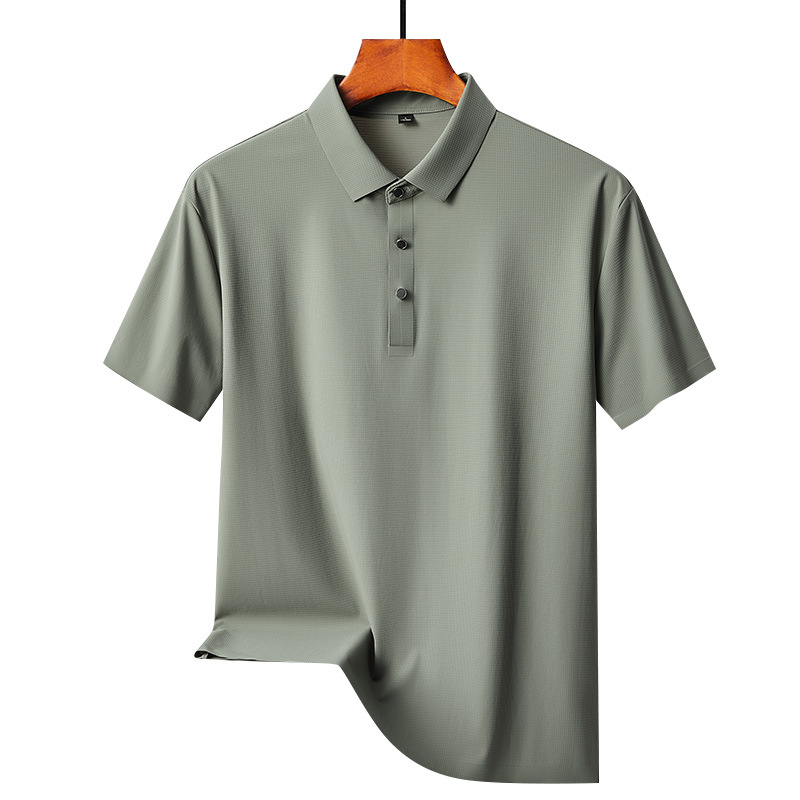 Muška polo majica od najlona i ice silk, kratki rukav, slim fit, jednobojna, panelni dizajn