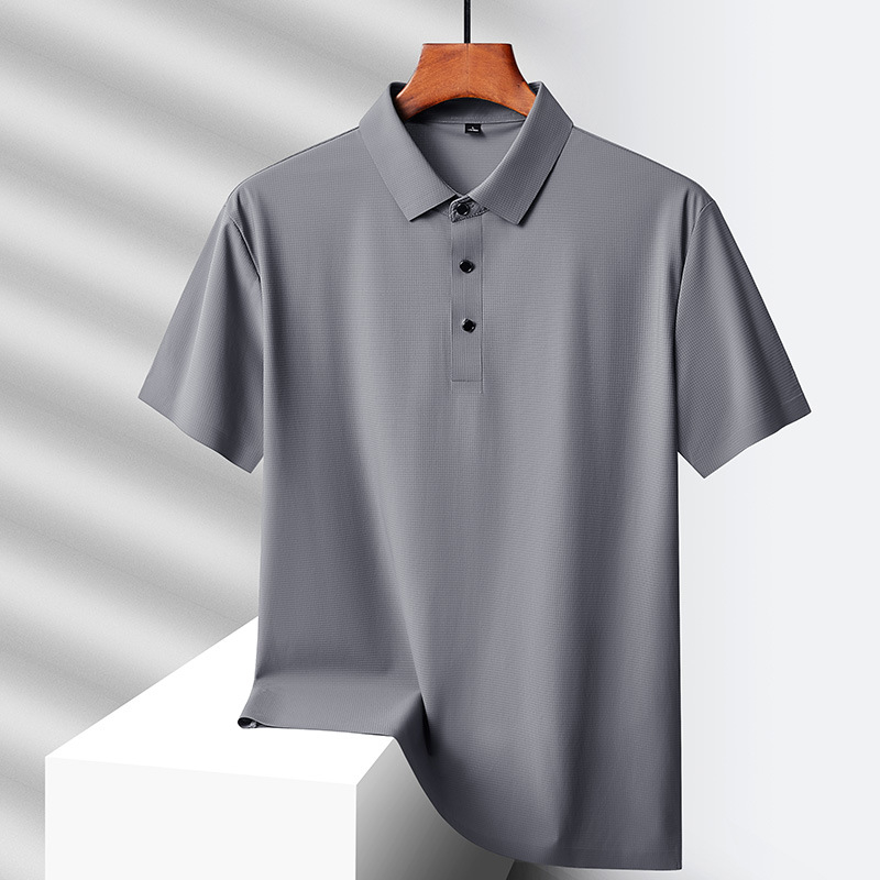 Muška polo majica od najlona i ice silk, kratki rukav, slim fit, jednobojna, panelni dizajn