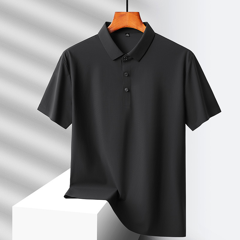 Muška polo majica od najlona i ice silk, kratki rukav, slim fit, jednobojna, panelni dizajn