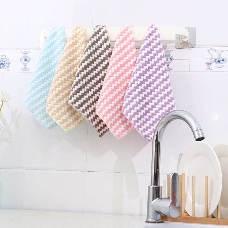 Krpa za suđe 25×25 cm, warp-knit koralni flis, debela, bez dlačica, upija vlagu, čistilna krpa