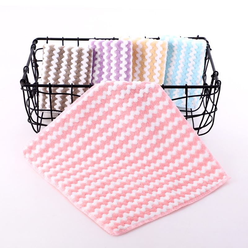 Krpa za suđe 25×25 cm, warp-knit koralni flis, debela, bez dlačica, upija vlagu, čistilna krpa