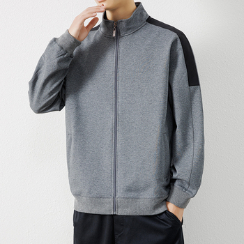 Ανδρικό φθινοπωρινό cardigan jacket, casual με εκτύπωση, σταθερός γιακά, μακριά μανίκια, πολυεστερικό μείγμα 95%