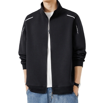 Ανδρικό φθινοπωρινό cardigan jacket, casual με εκτύπωση, σταθερός γιακά, μακριά μανίκια, πολυεστερικό μείγμα 95%