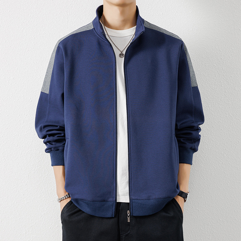 Ανδρικό φθινοπωρινό cardigan jacket, casual με εκτύπωση, σταθερός γιακά, μακριά μανίκια, πολυεστερικό μείγμα 95%