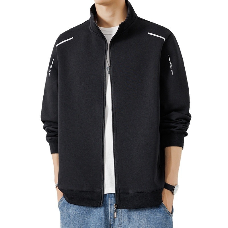 Ανδρικό φθινοπωρινό cardigan jacket, casual με εκτύπωση, σταθερός γιακά, μακριά μανίκια, πολυεστερικό μείγμα 95%