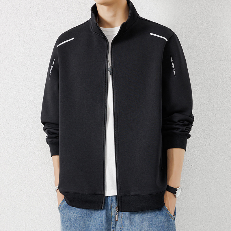 Ανδρικό φθινοπωρινό cardigan jacket, casual με εκτύπωση, σταθερός γιακά, μακριά μανίκια, πολυεστερικό μείγμα 95%