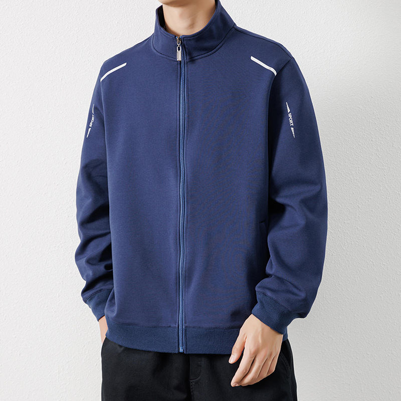 Ανδρικό φθινοπωρινό cardigan jacket, casual με εκτύπωση, σταθερός γιακά, μακριά μανίκια, πολυεστερικό μείγμα 95%