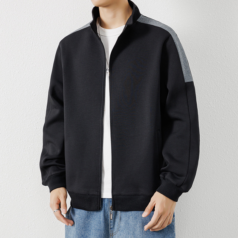 Ανδρικό φθινοπωρινό cardigan jacket, casual με εκτύπωση, σταθερός γιακά, μακριά μανίκια, πολυεστερικό μείγμα 95%