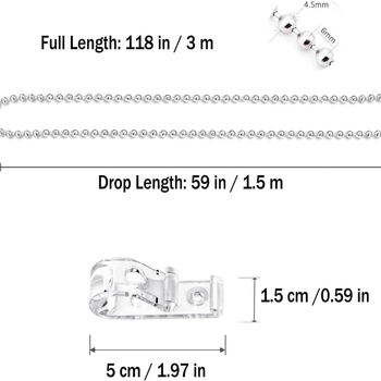 DIY set metalnog lanca za zavjese i rolete, 3 m, s perlama i konektorskim setom