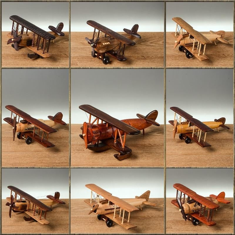 Vintage drveni avion – stolna dekoracija, drveni model aviona