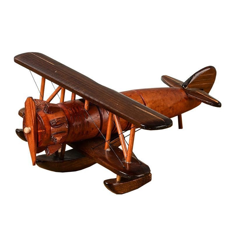 Vintage drveni avion – stolna dekoracija, drveni model aviona
