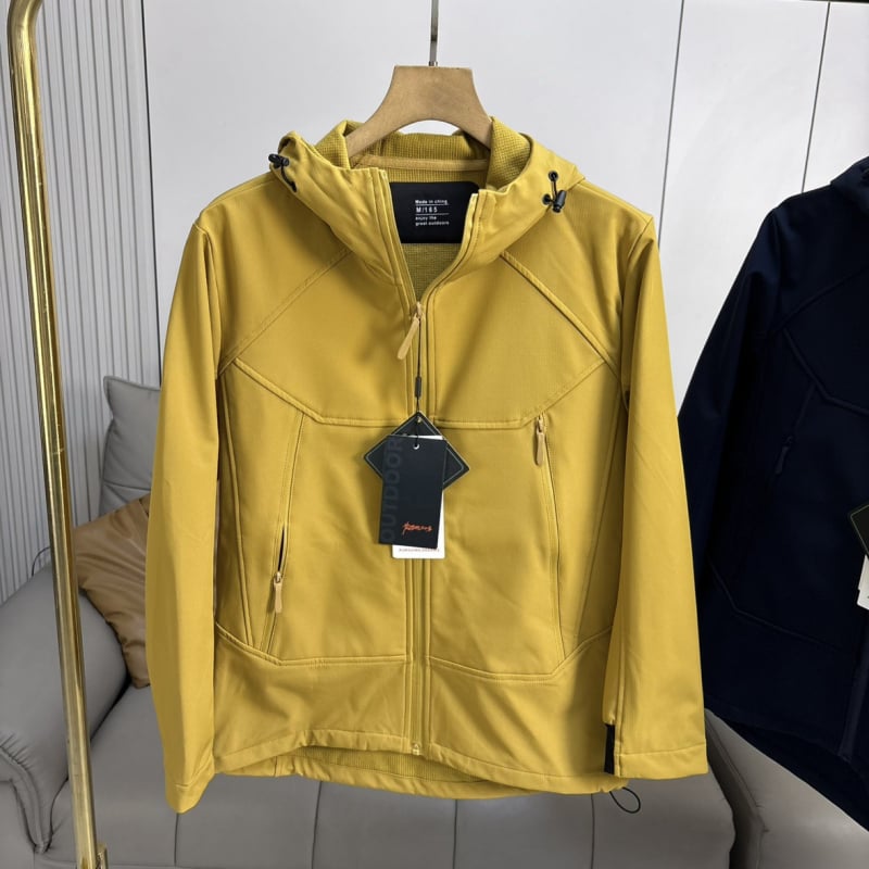 Ανδρικό μπουφάν εξωτερικού τύπου softshell με επένδυση fleece, παχύτερο, κουκούλα, αδιάβροχο και ανθεκτικό στον άνεμο