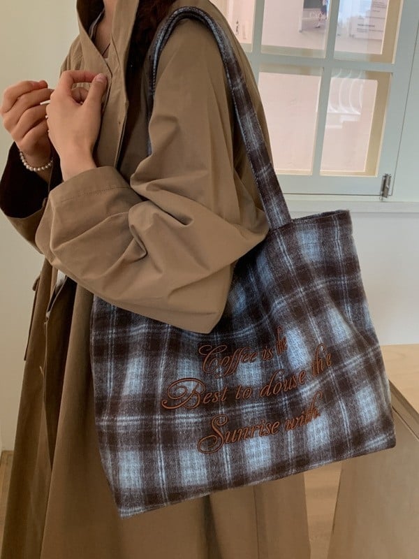 Ženska crossbody torba s kariranim uzorkom, lagana, velik kapacitet, svakodnevna tote torba