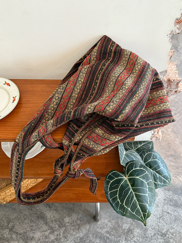 Ženska platnena torba s etničkim stilom, retro crossbody torba, veliki kapacitet, prugasti dizajn