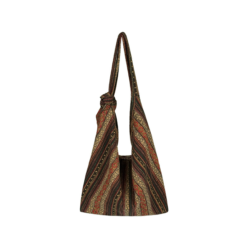 Ženska platnena torba s etničkim stilom, retro crossbody torba, veliki kapacitet, prugasti dizajn