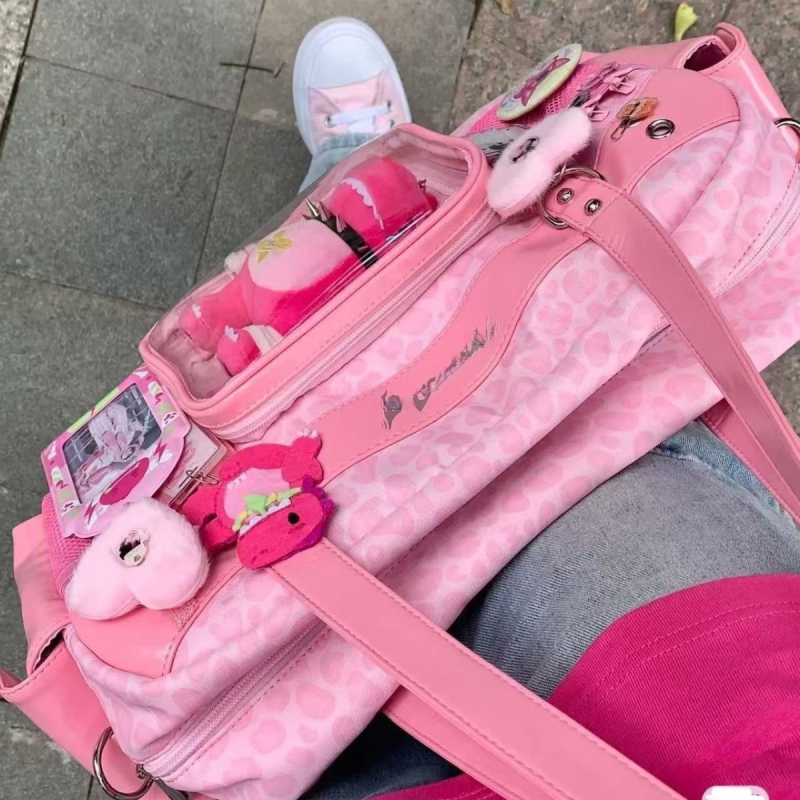 2026 nova moda ružičasta torba s leopard uzorkom – velika kapaciteta, crossbody, casual, ulični stil, PU materijal
