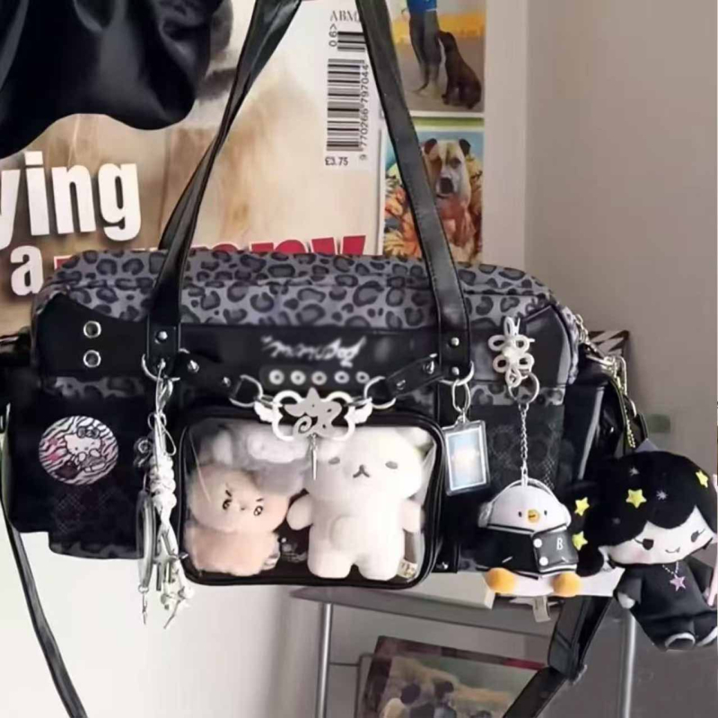 2026 nova moda ružičasta torba s leopard uzorkom – velika kapaciteta, crossbody, casual, ulični stil, PU materijal