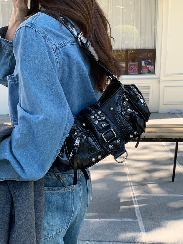 Ženska modna torbica za motocikle u Y2K stilu, torba preko ramena za svakodnevnu upotrebu, luksuzna crossbody torba 2026
