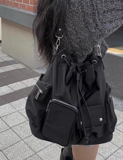 CDIWRI&KARI Ženska torbica sa šnurom, lagana najlonska torba za rame ili crossbody