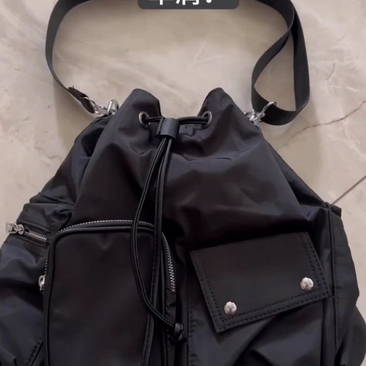 CDIWRI&KARI Ženska torbica sa šnurom, lagana najlonska torba za rame ili crossbody