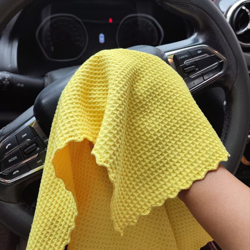 Krpa od mikrovlakana za čišćenje automobila s uzorkom ananasa i mrežom waffle teksture, vrlo upijajuća za stakla