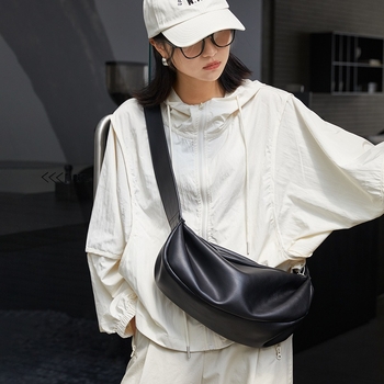 Mekana PU kožna torbica dumpling, unisex stil, preko tijela i na rame, retro tekstura, svakodnevna torba za posao