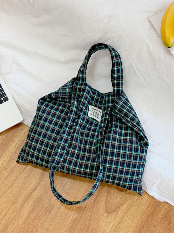 Ženska crossbody torba s korejskim retro kariranim uzorkom, lagana i prozračna, jednostavna torba za ramena s velikim kapacitetom