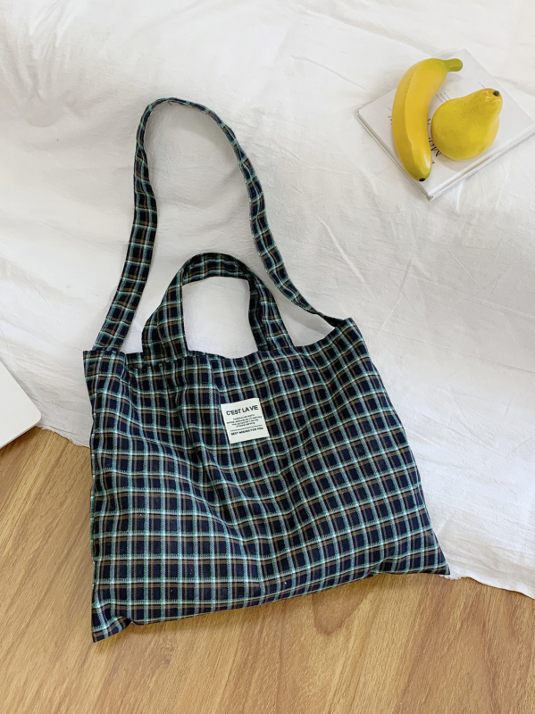Ženska crossbody torba s korejskim retro kariranim uzorkom, lagana i prozračna, jednostavna torba za ramena s velikim kapacitetom