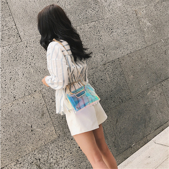 Ženska PVC prozirna Jelly torba s mačjim ušima, 2023. model, za ramena ili crossbody, laserski lanac