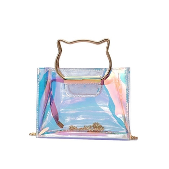 Ženska PVC prozirna Jelly torba s mačjim ušima, 2023. model, za ramena ili crossbody, laserski lanac