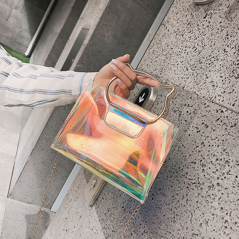 Ženska PVC prozirna Jelly torba s mačjim ušima, 2023. model, za ramena ili crossbody, laserski lanac
