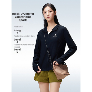 CAMEL Unisex vjetrovka za vanjske aktivnosti s UV zaštitom, lagana, prozračna, brzo se suši, s kapuljačom