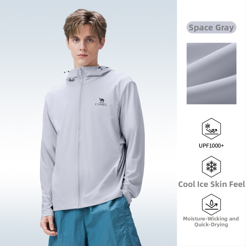 CAMEL Unisex vjetrovka za vanjske aktivnosti s UV zaštitom, lagana, prozračna, brzo se suši, s kapuljačom