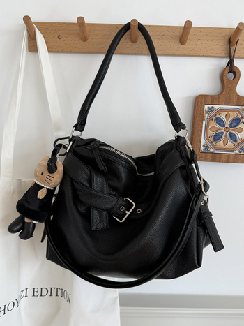 PU kožna ženska moto torba, srednje veličine, crossbody, horizontalni kvadratni oblik, zatvarač, unutarnja džep sa zatvaračem, velika zapremina, svakodnevna upotreba, 2025 jesen-zima