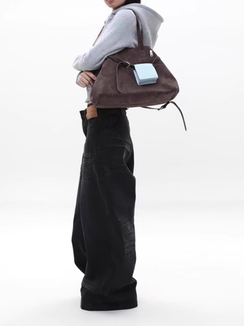 Galini smeđa velur tote torba s višestrukim oblikom, velika kapaciteta, za ramena ili crossbody