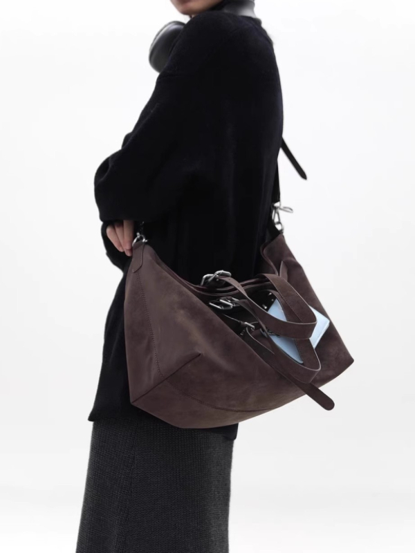 Galini smeđa velur tote torba s višestrukim oblikom, velika kapaciteta, za ramena ili crossbody