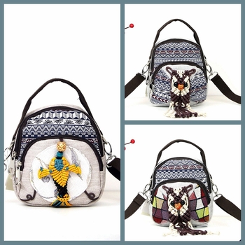 Mini torba od voskanog užeta, pletene od pamuka i lana, crossbody dvostruka, mala svježa studentska torba, model M202