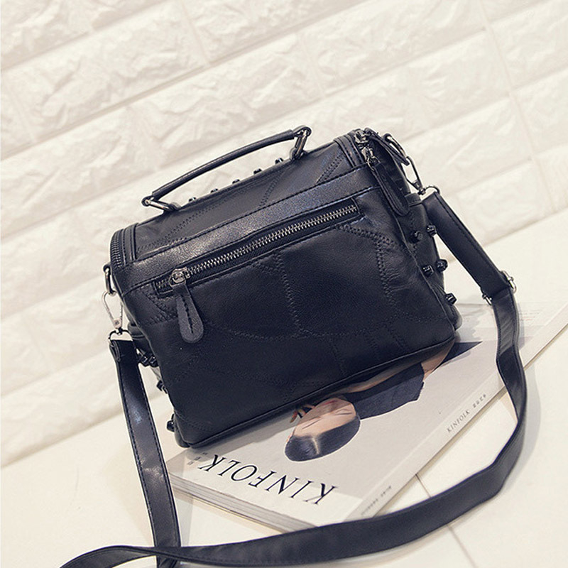 Ženska torbica od ovčje kože s nit dizajnom, meka koža, preko ramena, velika kapaciteta