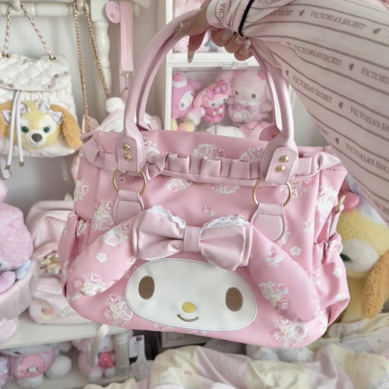 My Melody ružičasta torba, velika kapaciteta, torba za rame i crossbody, djevojački dizajn sa srcem