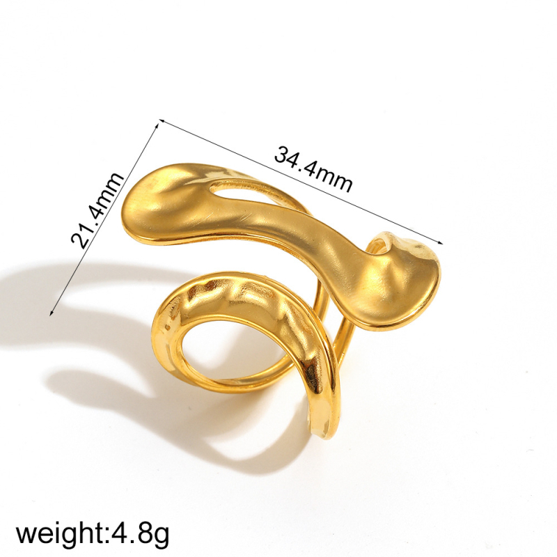 Geometrijski otvoreni prsten od nehrđajućeg čelika, 18K zlato premaz, unisex nakit