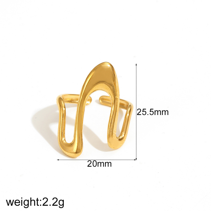 Geometrijski otvoreni prsten od nehrđajućeg čelika, 18K zlato premaz, unisex nakit