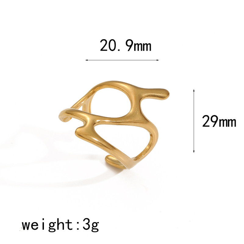 Geometrijski otvoreni prsten od nehrđajućeg čelika, 18K zlato premaz, unisex nakit