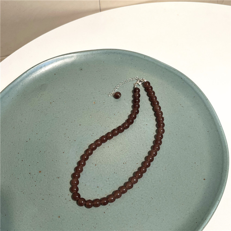Ogrlica u korejskom stilu s crnim, bijelim i zelenim kamenim, elegantan lanac za ključnu kost, duljina 41–50 cm, podesiva